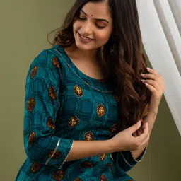 lee moda Women Woven Design Viscose Rayon Anarkali Kurta image 5