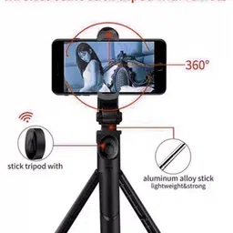 amesco High 3 in1 Selfie Stick multi-function Wireless Bluetooth XT-02 Selfie Stick with Remote Shutter 360 Rotate Extendable Handheld Foldable Mini Tripod Stand Foldable | selfie stick | tripod | Bluetooth shutter for Smartphones Professional Remote Control Selfie Stick Monopod 3 Axis Gimbal for Mobile image 3