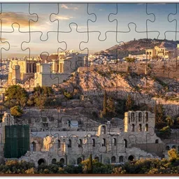 minileaves Panorama Wooden 108 Piece Jigsaw Puzzles, Athens Greece Adult Puzzle image 1