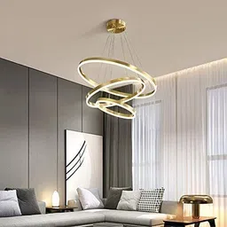 virya Modern Double 3 Ring LED Chandelier Lamp (Warm White, Gold) vr-cl27 Chandelier Ceiling Lamp-picture-12