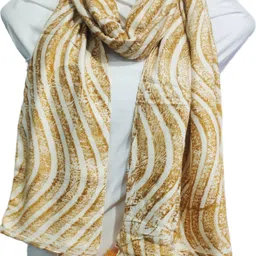 saba fashion Geometric Print Rayon Women Gold Stole, Stole, Fancy Scarf image 1