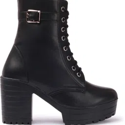 strasse paris Amazing Design Women's Ankle Length Block Heel Stylish Fashionable Black Boots Boots For Women image 5