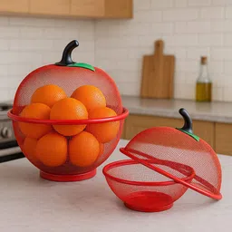 health tag Fruit Basket with Lid Net Cover Steel Big Size for Dinning Kitchen Home Stainless Steel Fruit & Vegetable Basket-picture-23