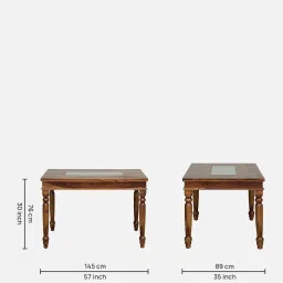mudramark from pepperfry Siramika Sheesham Wood 6 Seater Dining Set In Provincial Teak Finish With Bench image 2