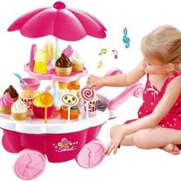 smartcraft Ice Cream Kitchen Play Cart Kitchen Set Toy With Lights And Music -Small image 3