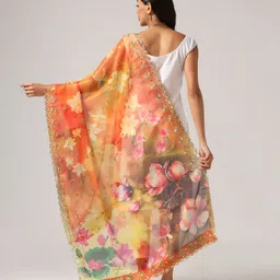 kahiraa wholetex Linen Blend Printed Yellow Women Dupatta image 2
