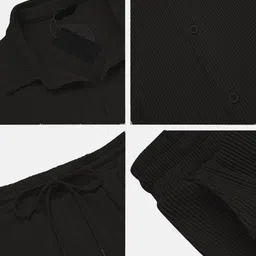 chkokko Men Shirt & Pyjama set Black Solid image 4
