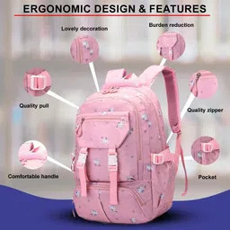 tinytot Collage,Traval backpack 2nd standard onward Waterproof School Bag image 2