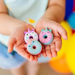 dhanakplanet PACK OF 12 | Cute 3D Donut Eraser Set for Kids Non-Toxic Eraser image 2