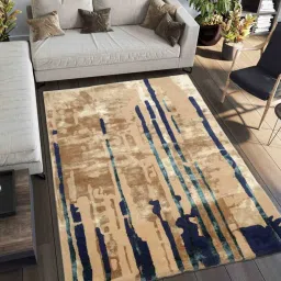Buy Beige Wool and Viscose Abstract 5 x 7 Feet Hand Tufted Carpet by Joyrugs by littlelooms image 1