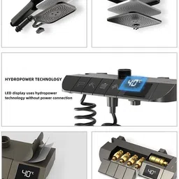 Allwinsink Thermostatic Shower Set with Piano Switches Shower Panel Wall Mounted Rainfall Showerhead Functions. image 4