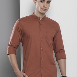 the indian garage co. Men Slim Fit Solid Mandarin Collar Casual Shirt-picture-30