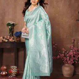 vj fashion Ethnic Motifs Woven Design Zari Banarasi Saree-image-67