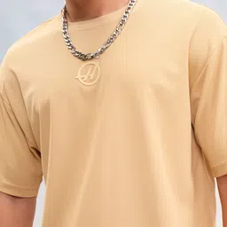 highlander Men Printed Round Neck Cotton Blend Beige T-Shirt image 5