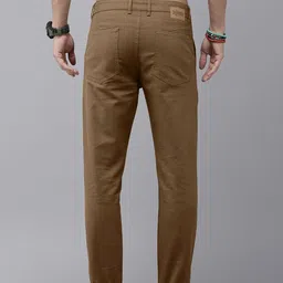 roadster Men Regular Fit Brown Cotton Blend Trousers image 3