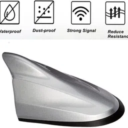 msnp Universal Silver Shark Fin Antenna For Vehicle Roof-159 Waterproof Universal Silver Fin Shark Roof Aerial Base Antenna For Car-159 Satellite Vehicle Antenna image 2