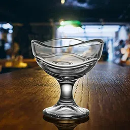 indusbay Glass Dessert Bowl 4 Pieces Crystal Glass Curve Wave Shape Ice Cream Bowl Cup Set of 150ml image 2