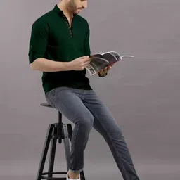 vellosta Men Solid Cotton Blend Straight Kurta image 5