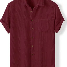 eyebogler Men Regular Fit Self Design Spread Collar Casual Shirt image 3