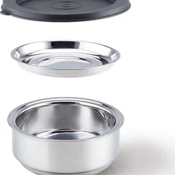 borosil Carry Fresh Lunchbox, 3pc Set (280ml x 2 + 180ml x 1) Steel Tiffin for Office 3 Containers Lunch Box image 4