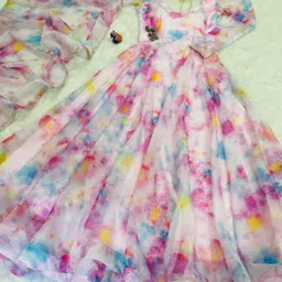 parv enterprise Printed Georgette Stitched Anarkali Gown image 4