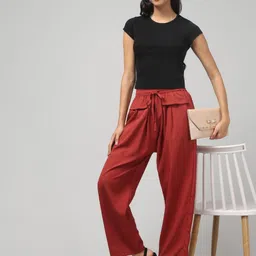 gsinterprise Women Regular Fit Red Polycotton Trousers image 5