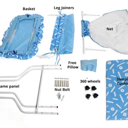 steeloart Baby Cradle Mattress Design More Space Mosquito Protection Net All Wheel Lock image 3