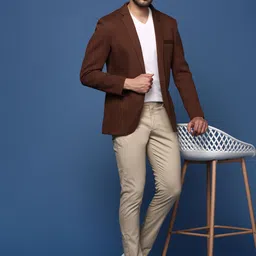 showoffff Men Solid Single Breasted Formal Blazer image 4