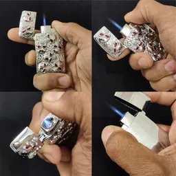 crokroz Vintage Blue Jet Flame Wind Proof Latest Modern Unisex Lighter For Men And Women Visit Website www.myfirstdot.com Pocket Lighter image 2