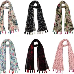 stolevilla Printed Chiffon Women Multicolor Scarf, Stole, Fancy Scarf-picture-40