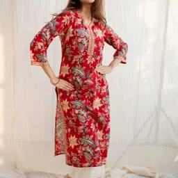 saranshi enterprises Women Printed Viscose Rayon Straight Kurta-picture-12