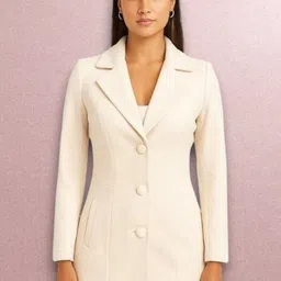 pepzoo Women Solid Double Breasted Casual Blazer image 1