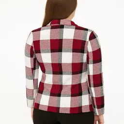 bluewears Women Checkered, Printed Single Breasted Casual, Formal, Party, Festive & Wedding Blazer image 2
