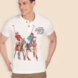 u.s. polo assn. Men Printed Polo Neck Pure Cotton White T-Shirt-picture-25