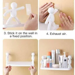 shreejee Self Adhesivecute Floating Shelves Wall Shelf for Home, Office & Kitchen X2.547 Plastic Wall Shelf image 2