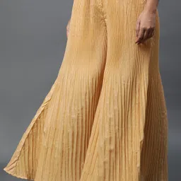 elleven Women Loose Fit Gold Polyester Trousers image 2