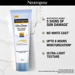 neutrogena Sunscreen - SPF 50+ PA++++ Ultra Sheer Dry-Touch Sunblock| Water & Sweat resistant| No white cast image 2