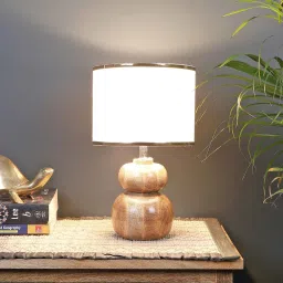 sapphire Fabric Wood Table Lamp With Shade image 1