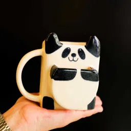 artecasa Panda Biscuit Pocket Ceramic Mug (White & Black) image 5
