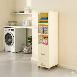 maxtid Can Kitchen Rack White 5 Layer Plastic Wardrobe for Clothes Storage Plastic image 1