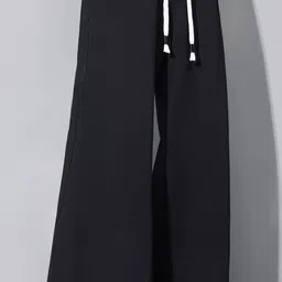Men Loose Fit Black Cotton Blend Trousers-image-80