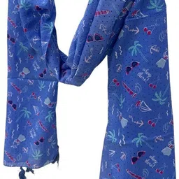ruma luxe Printed Polycotton Women Blue Scarf, Stole image 4