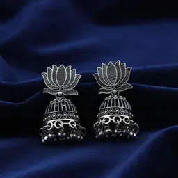dflexprints KAMLJUM1PAIRSIL Silver Jhumki Earring-picture-27
