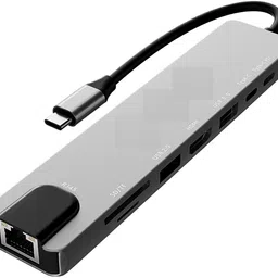TERABYTE TV-out Cable Type C Cable to 8 in 1 Type C USB C 4K HDMI SD/TF RJ45 Adapter Dongle 3.0 Port-picture-22