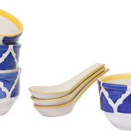 yourowndcor Ceramic Soup Bowl Handpainted Ceramic Modern Soup Set Bowl and Spoon Microwave Safe DishwasherSafe-picture-15