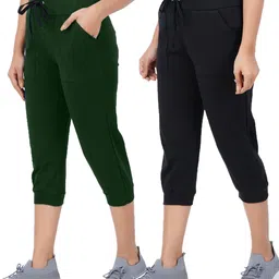 thirteen eleven Women Dark Green, Black Capri-picture-55