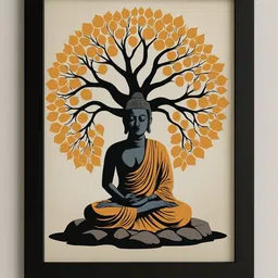 mishra Lord Buddha Under Bodhi Tree Art-For Living Room, Bedroom & Meditation Room 13 inch Photo image 1