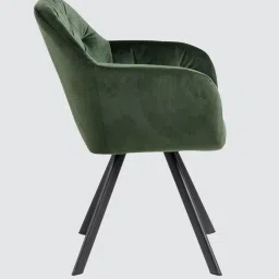 tanush furnitures Ivory Elan Tufted Velvet Accent Chair with Curved Armrest and Black Swivel Base- Green Colour image 5