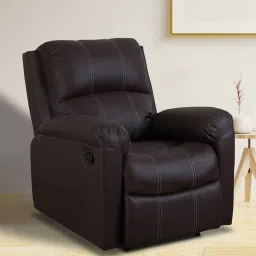 recliners india Spino Leatherette 1 Seater Manual Recliner In Brown Colour image 1