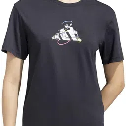 Women Printed Round Neck Cotton Blend Black T-Shirt-image-30